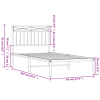 Giroletto con Testiera in Metallo Nero 90x200 cm 373684