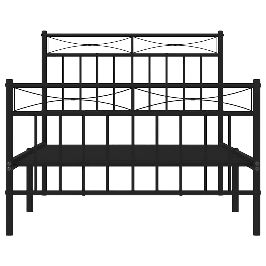 Giroletto con Testiera e Pediera Metallo Nero 100x190 cm 373703