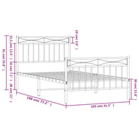 Giroletto con Testiera e Pediera Metallo Nero 100x190 cm 373703