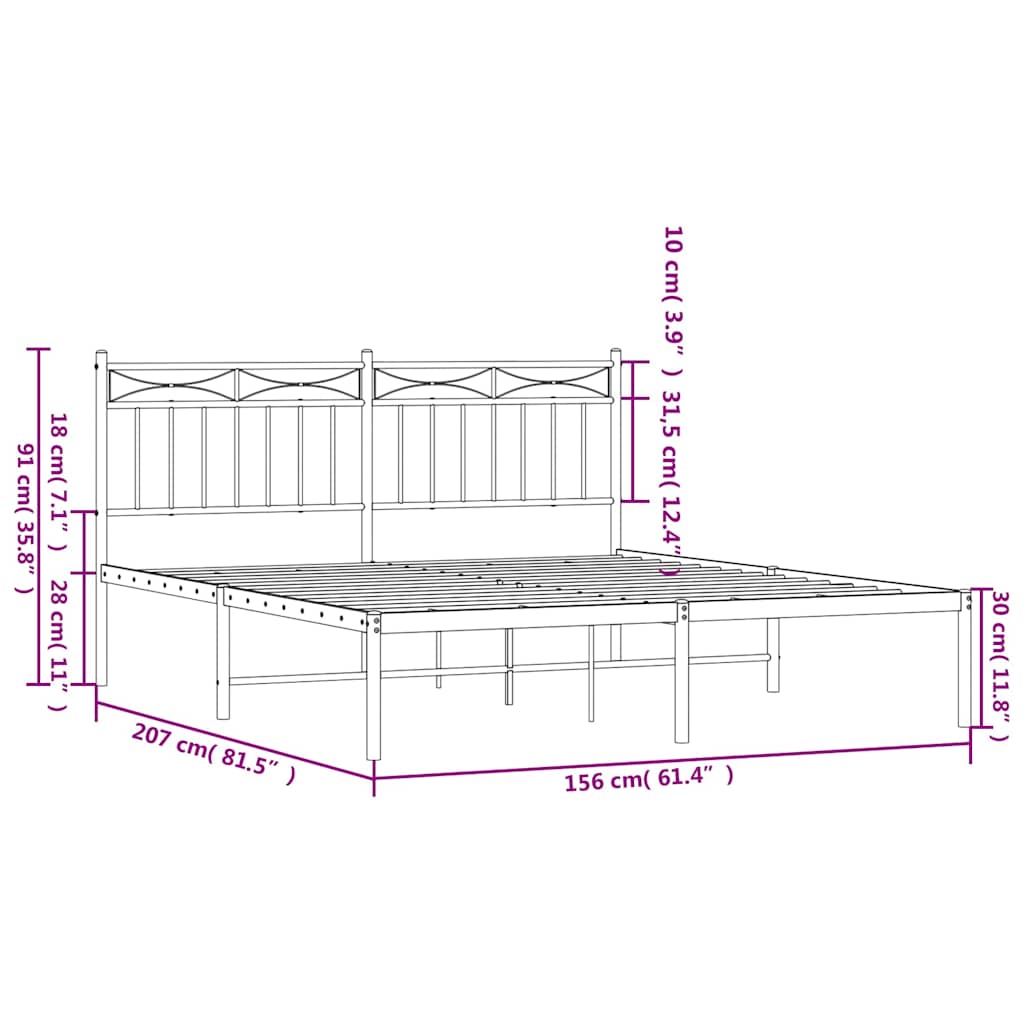 Giroletto con Testiera Metallo Bianco 150x200 cm 373742