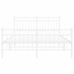 Giroletto con Testiera e Pediera Metallo Bianco 140x190 cm 373758