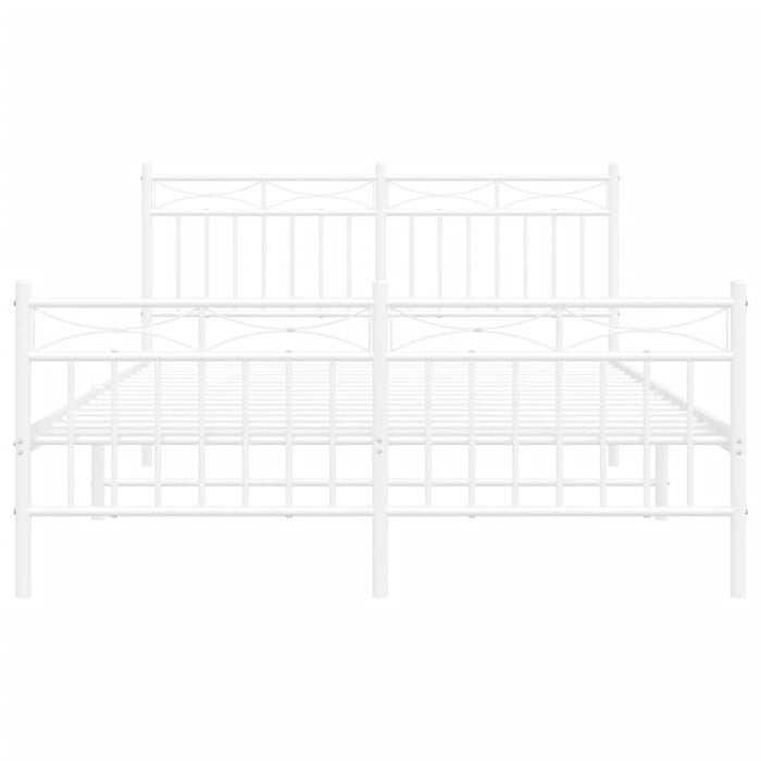 Giroletto con Testiera e Pediera Metallo Bianco 140x190 cm 373758