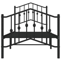 Giroletto con Testiera e Pediera Metallo Nero 75x190 cm 373797