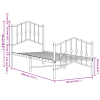 Giroletto con Testiera e Pediera Metallo Nero 75x190 cm 373797