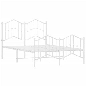 Giroletto con Testiera e Pediera Metallo Bianco 120x200 cm 373854