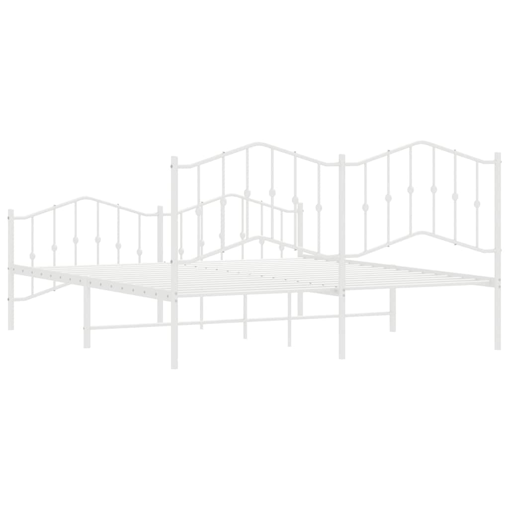 Giroletto con Testiera e Pediera Metallo Bianco 183x213 cm 373861