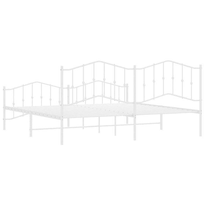 Giroletto con Testiera e Pediera Metallo Bianco 193x203 cm 373862