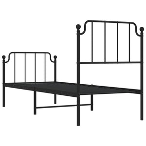 Giroletto con Testiera e Pediera Metallo Nero 80x200 cm 373896