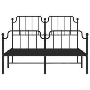 Giroletto con Testiera e Pediera Metallo Nero 140x200 cm 373906