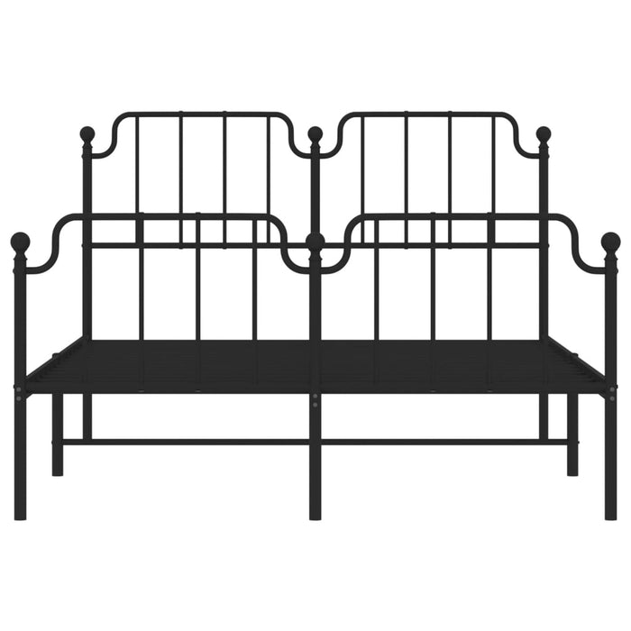 Giroletto con Testiera e Pediera Metallo Nero 140x200 cm 373906