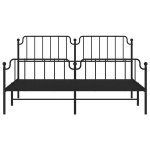 Giroletto con Testiera e Pediera Metallo Nero 183x213 cm 373910