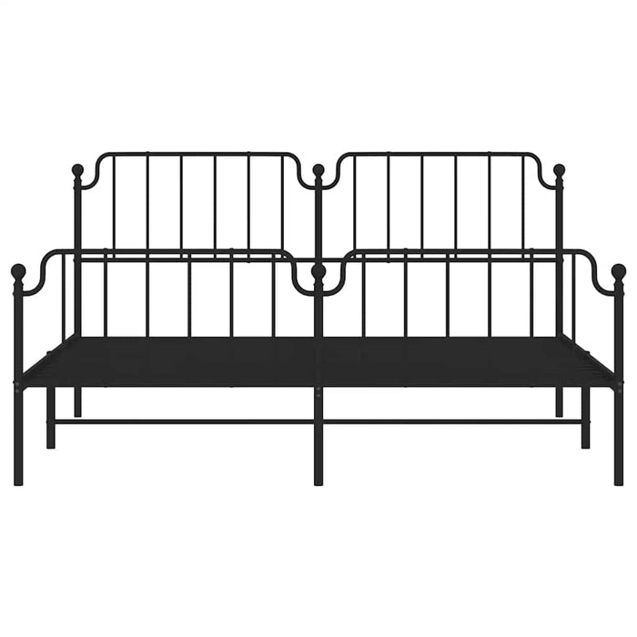 Giroletto con Testiera e Pediera Metallo Nero 183x213 cm 373910