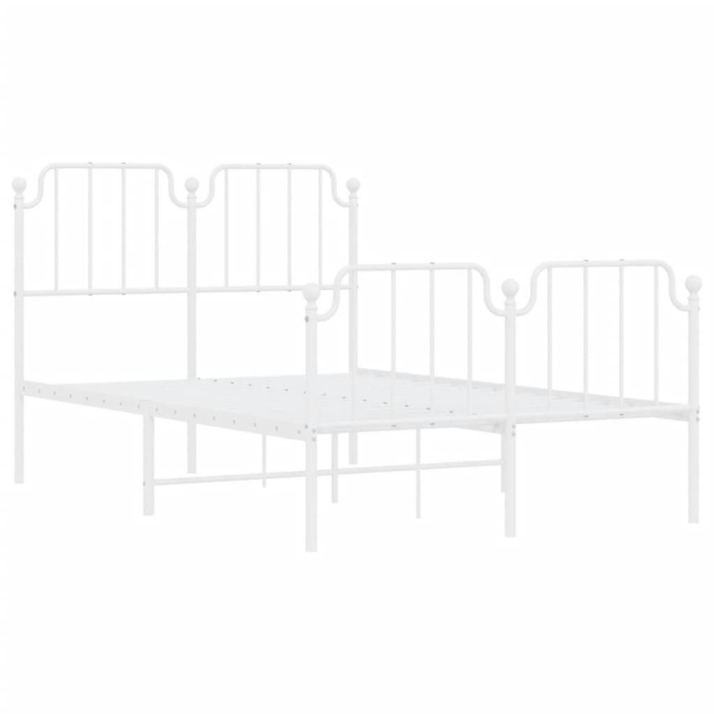 Giroletto con Testiera e Pediera Metallo Bianco 120x190 cm 373951