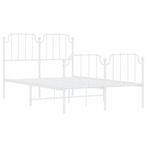 Giroletto con Testiera e Pediera Metallo Bianco 120x190 cm 373951