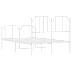 Giroletto con Testiera e Pediera Metallo Bianco 120x190 cm 373951