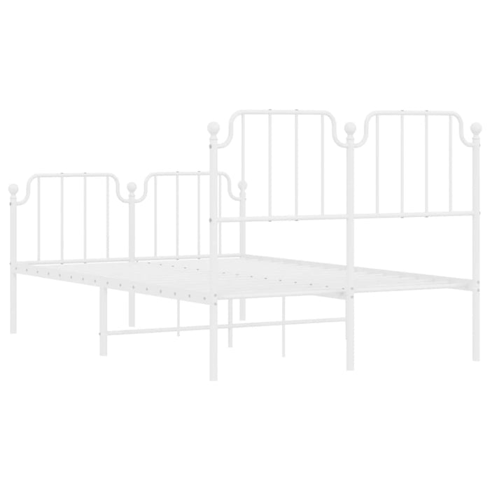 Giroletto con Testiera e Pediera Metallo Bianco 120x190 cm 373951