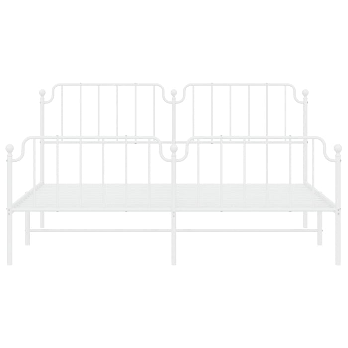 Giroletto con Testiera e Pediera Metallo Bianco 160x200 cm 373957