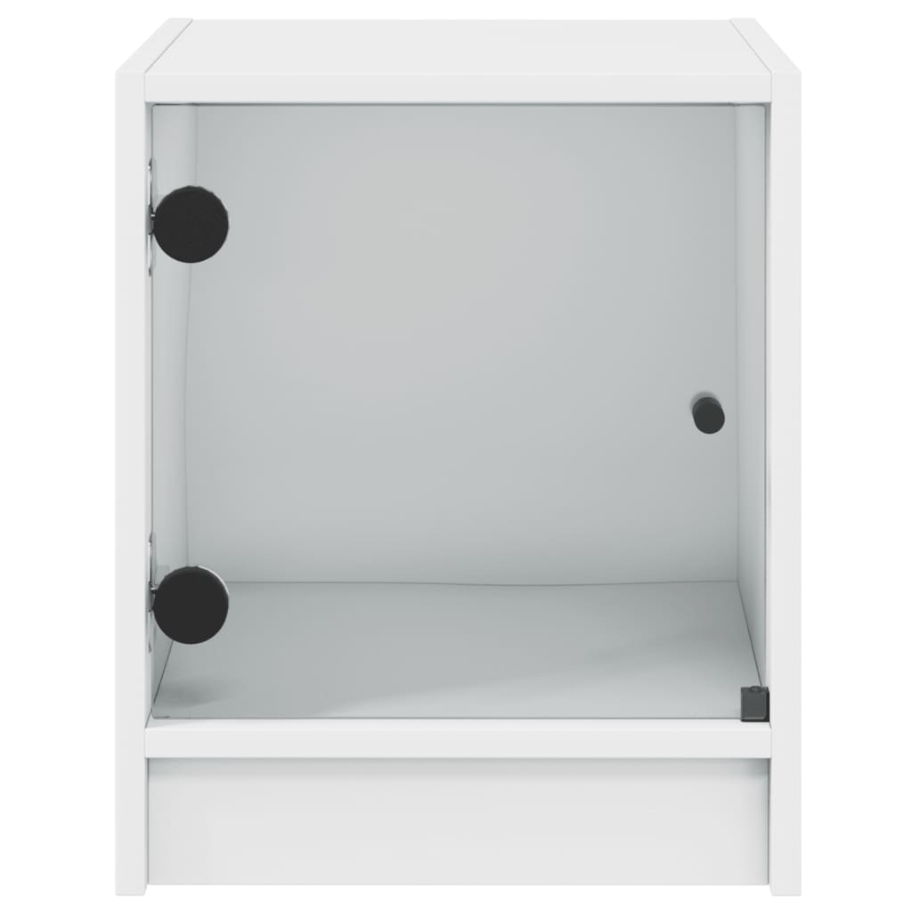 Comodino con Anta in Vetro Bianco 35x37x42 cm 836343