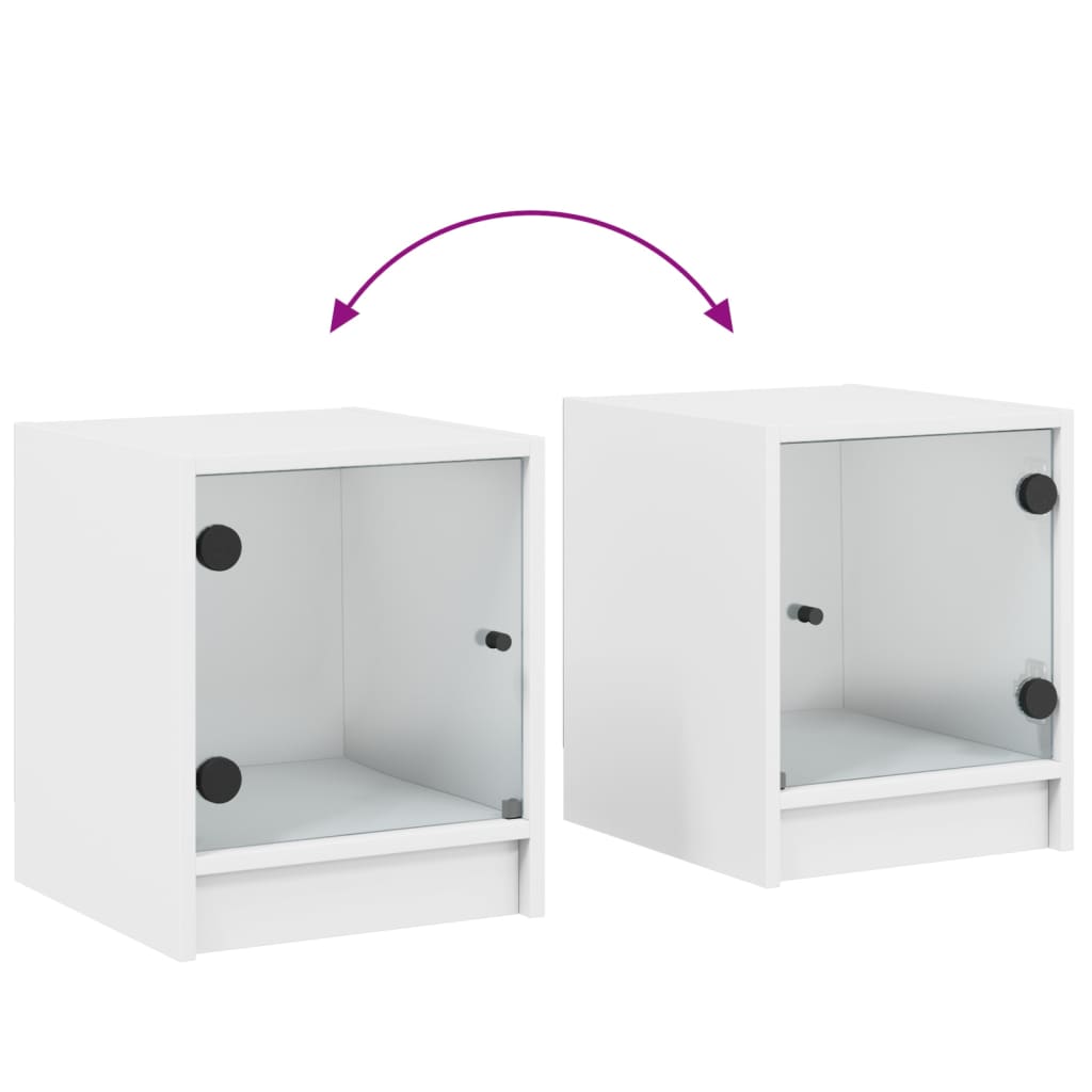 Comodino con Anta in Vetro Bianco 35x37x42 cm 836343