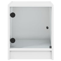 Comodini con Ante in Vetro 2pz-Set di 2 Tavolino da notte Bianco 35x37x42 cm