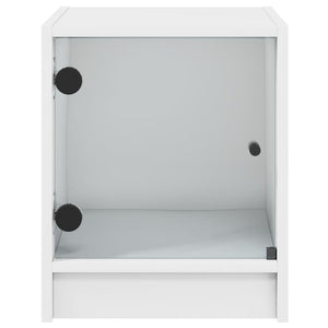 Comodini con Ante in Vetro 2pz-Set di 2 Tavolino da notte Bianco 35x37x42 cm