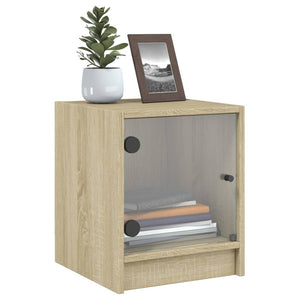 Comodini con Ante in Vetro 2pz Rovere Sonoma 35x37x42 cm 836348