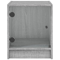 Comodini con Ante in Vetro 2pz-Set di 2 Tavolino da notte Grigio Sonoma 35x37x42 cm