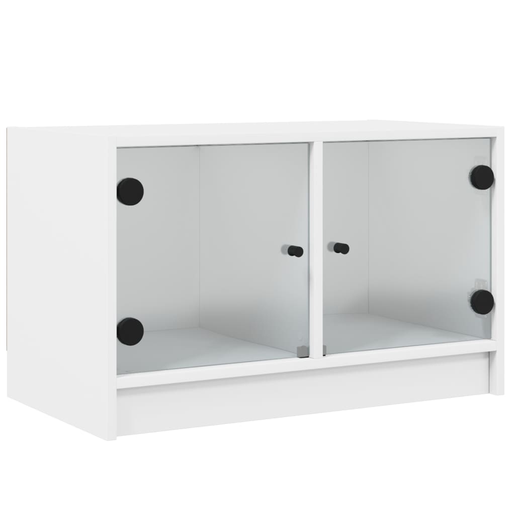 Mobile Porta TV con Ante-Mobile per TV-Credenza TV in Vetro Bianco 68x37x42 cm