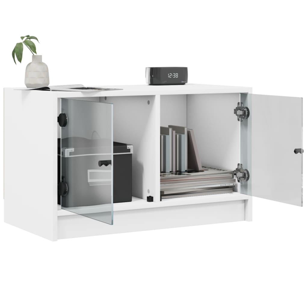 Mobile Porta TV con Ante-Mobile per TV-Credenza TV in Vetro Bianco 68x37x42 cm