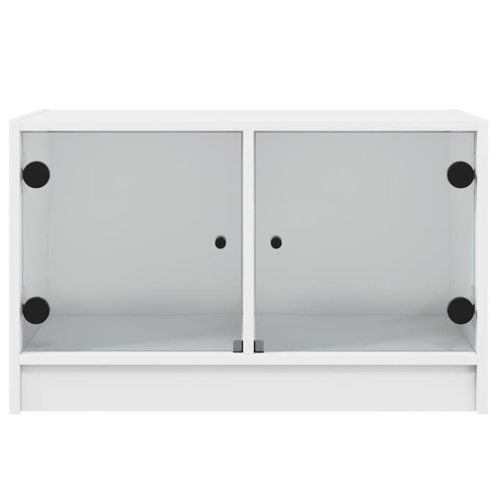 Mobile Porta TV con Ante-Mobile per TV-Credenza TV in Vetro Bianco 68x37x42 cm