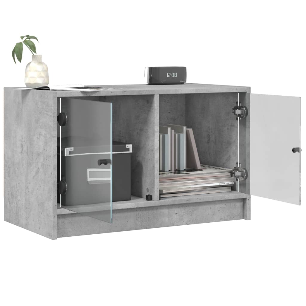 Mobile Porta TV con Ante-Mobile per TV-Credenza TV in Vetro Grigio Cemento 68x37x42 cm