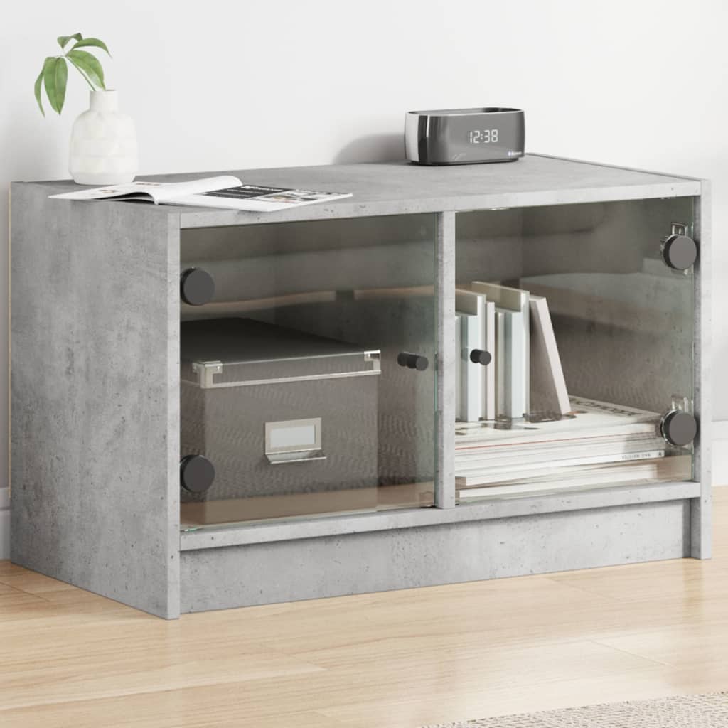 Mobile Porta TV con Ante-Mobile per TV-Credenza TV in Vetro Grigio Cemento 68x37x42 cm