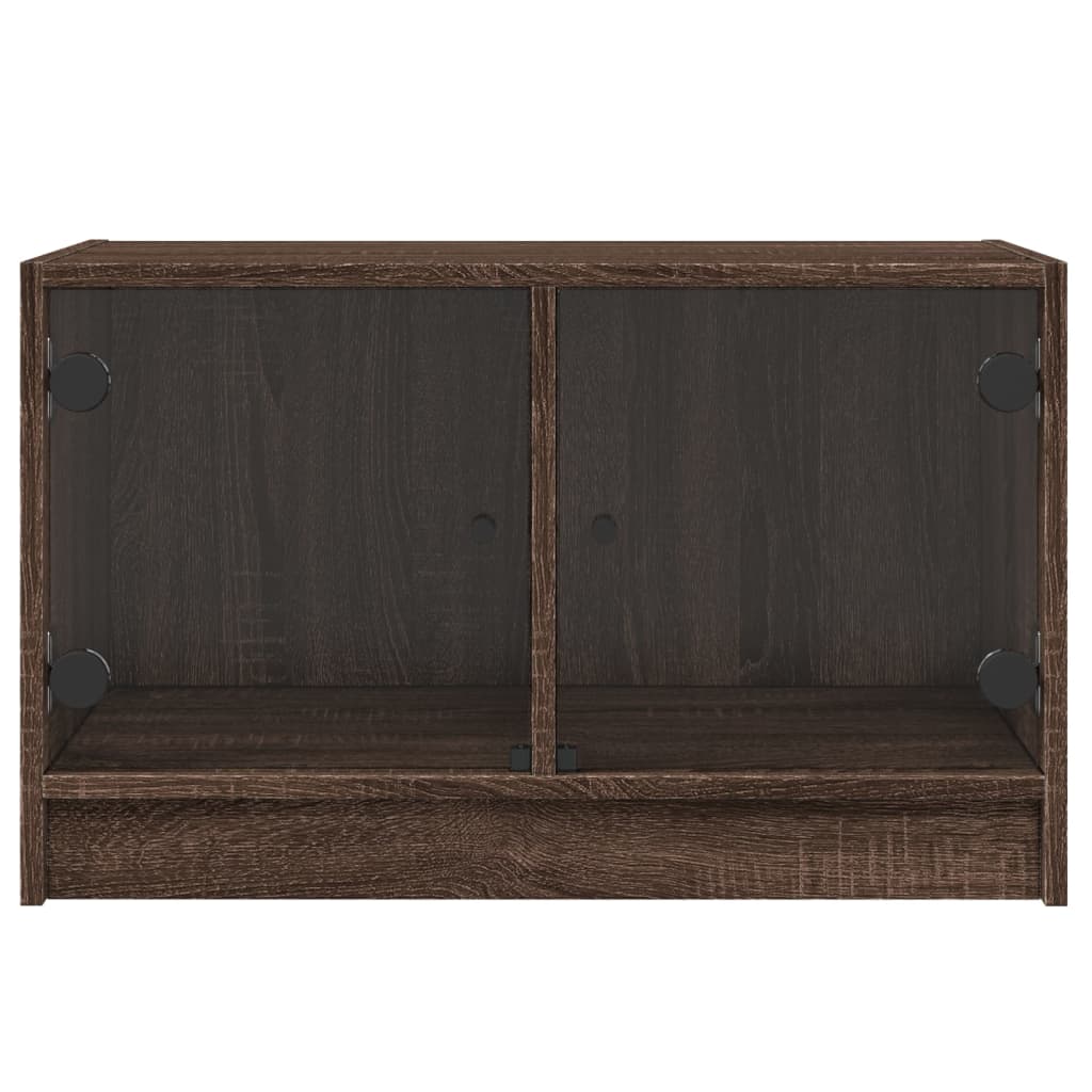 Mobile Porta TV con Ante-Mobile per TV-Credenza TV in Vetro Rovere Marrone 68x37x42 cm