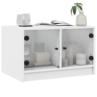 Tavolino da Salotto con Ante in Vetro Bianco 68x50x42 cm 836364
