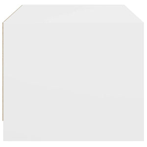 Tavolino da Salotto con Ante in Vetro-Tavolino da soggiorno Bianco 68x50x42 cm