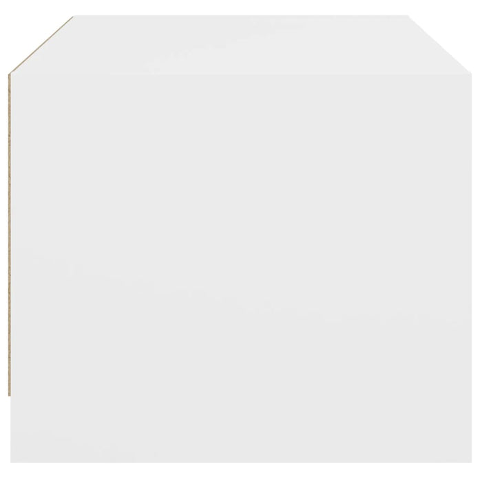 Tavolino da Salotto con Ante in Vetro-Tavolino da soggiorno Bianco 68x50x42 cm