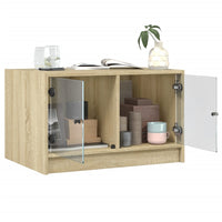 Tavolino da Salotto con Ante in Vetro-Tavolino da soggiorno Rovere Sonoma 68x50x42 cm