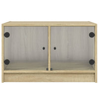 Tavolino da Salotto con Ante in Vetro-Tavolino da soggiorno Rovere Sonoma 68x50x42 cm