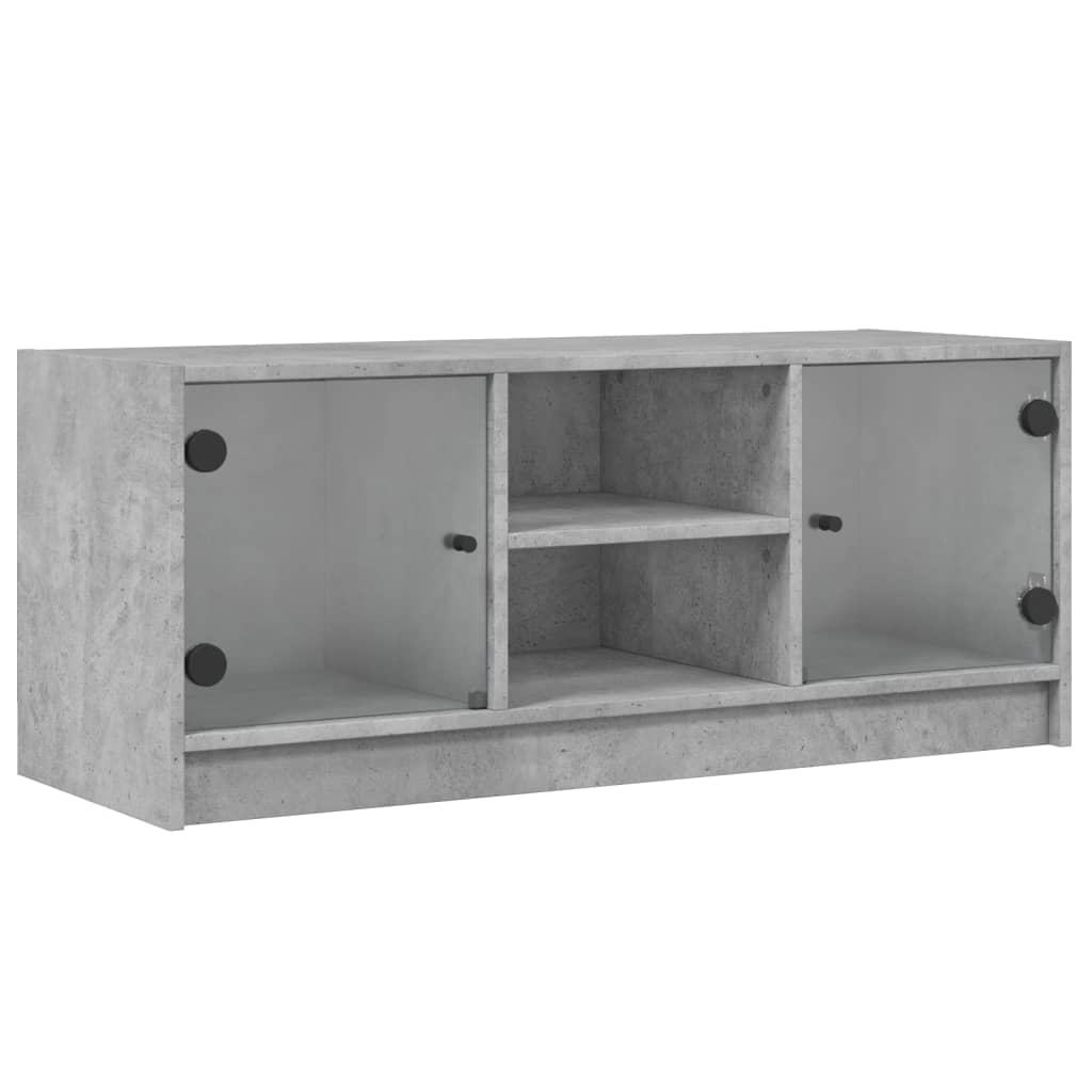 Mobile Porta TV con Ante-Mobile per TV-Credenza TV in Vetro Grigio Cemento 102x37x42 cm 147573