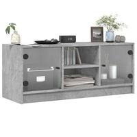Mobile Porta TV con Ante in Vetro Grigio Cemento 102x37x42 cm 836374