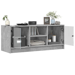 Mobile Porta TV con Ante in Vetro Grigio Cemento 102x37x42 cm 836374