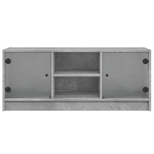 Mobile Porta TV con Ante in Vetro Grigio Cemento 102x37x42 cm 836374