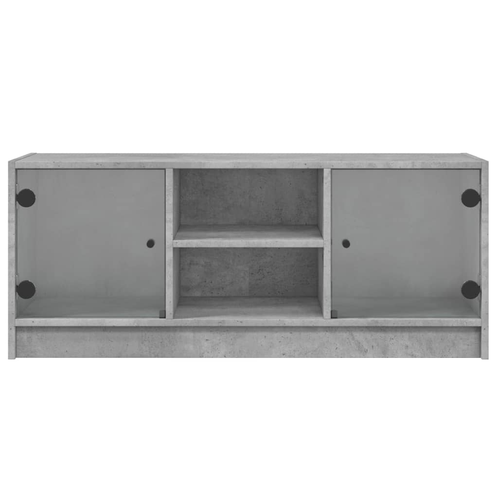 Mobile Porta TV con Ante-Mobile per TV-Credenza TV in Vetro Grigio Cemento 102x37x42 cm 147573