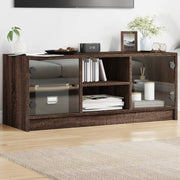 Mobile Porta TV con Ante-Mobile per TV-Credenza TV in Vetro Rovere Marrone 102x37x42 cm 918344