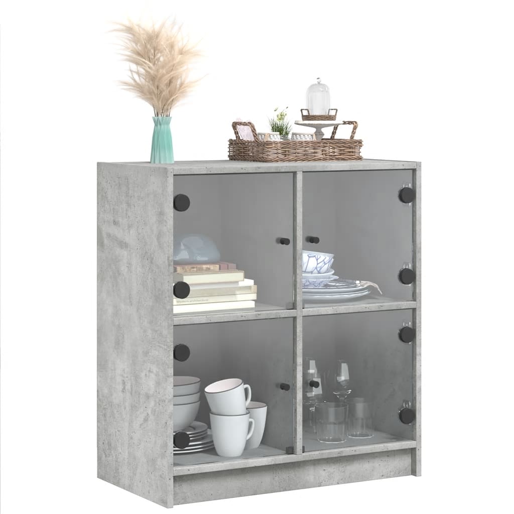 Mobile con Ante in Vetro Grigio Cemento 68x37x75,5 cm 836381