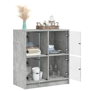 Mobile con Ante in Vetro Grigio Cemento 68x37x75,5 cm 836381