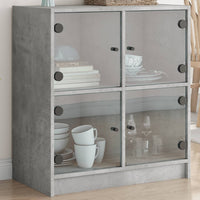 Mobile con Ante in Vetro Grigio Cemento 68x37x75,5 cm 836381