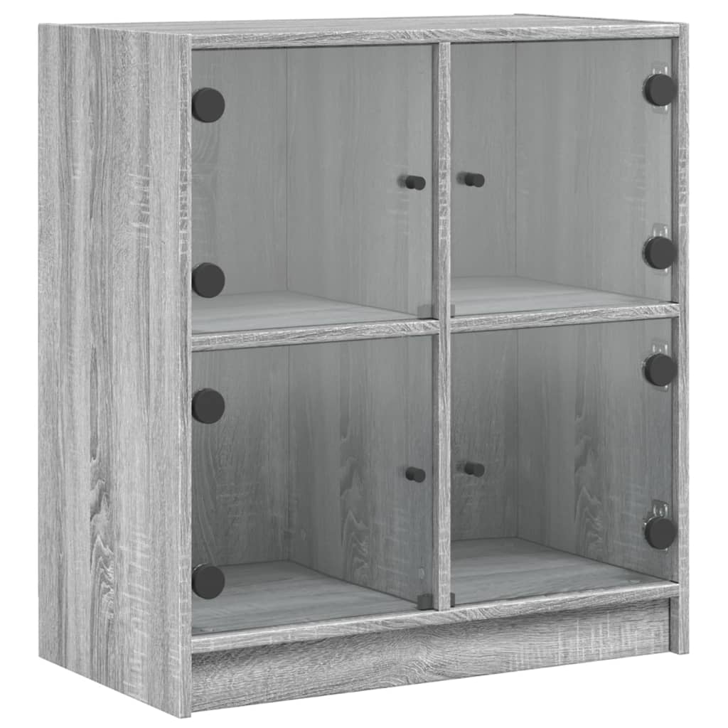 Mobile con Ante in Vetro Grigio Sonoma 68x37x75,5 cm 836383