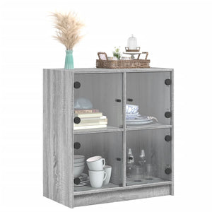 Mobile con Ante in Vetro Grigio Sonoma 68x37x75,5 cm 836383