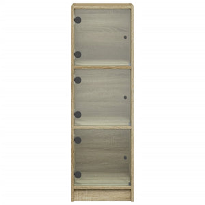 Credenza con Ante in Vetro Rovere Sonoma 35x37x109 cm